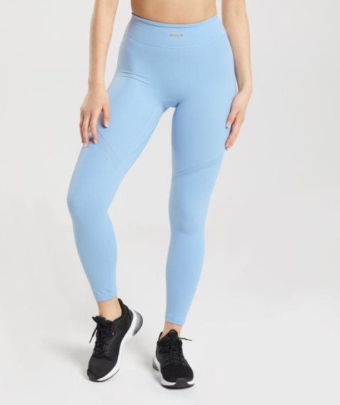 Women's Gymshark Whitney Mesh Leggings Light Blue | NZ 5BKFHC